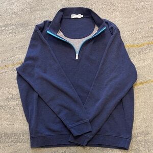 Peter Millar Crown Comfort Men's Blue Quarter-Zip Pullover Sweater Golf Preppy